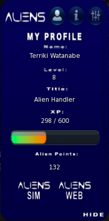 Aliens HUD profile page